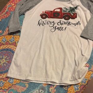 Festive Kids' Raglan Tee - White and Gray